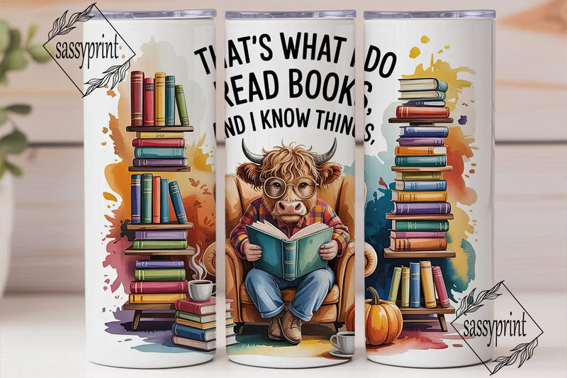 Highland Cow Reading Nook 20oz Tumbler Sublimation sassyprint 
