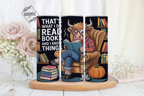 Highland Cow Reading Nook 20oz Tumbler Sublimation sassyprint 