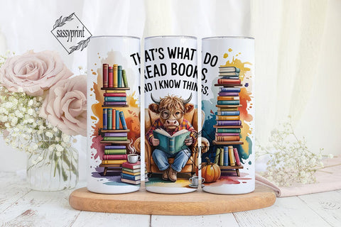 Highland Cow Reading Nook 20oz Tumbler Sublimation sassyprint 