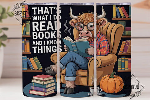 Highland Cow Reading Nook 20oz Tumbler Sublimation sassyprint 