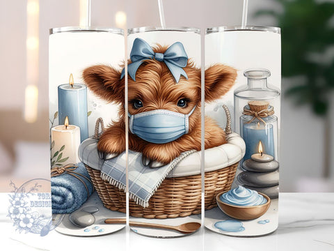 Highland Cow Relax 20oz Skinny Tumbler, Highland Cow Tumbler Png, Straight & Tapered Tumbler Wrap, Instant Digital Download Sublimation ToriDesigns 