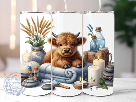 Highland Cow Relax 20oz Skinny Tumbler, Highland Cow Tumbler Png, Straight & Tapered Tumbler Wrap, Instant Digital Download Sublimation ToriDesigns 