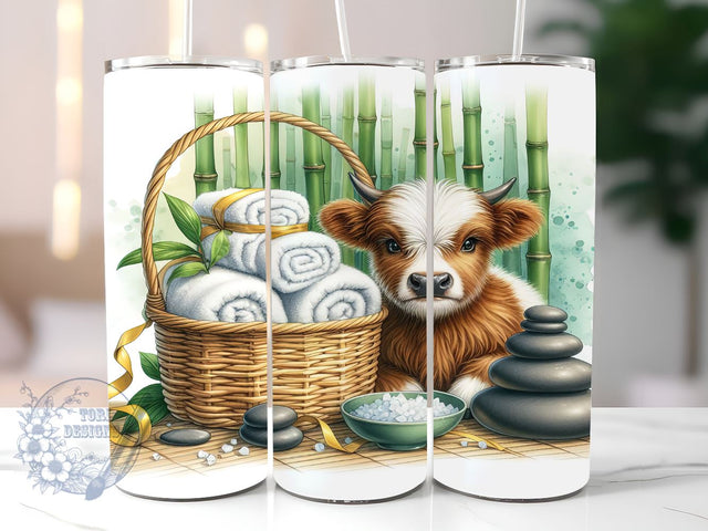 Highland Cow Relax 20oz Skinny Tumbler, Highland Cow Tumbler Png, Straight & Tapered Tumbler Wrap, Instant Digital Download Sublimation ToriDesigns 