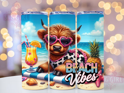 Highland Cow Rustic Beach Tumbler Wrap, Beach Vibes Wrap, 20oz Sublimation Design, Cow Beach Cup, Boho Cow Tumbler, Rustic Beach Wrap, Summer Cow Tumbler Sublimation SvggirlplusArt 
