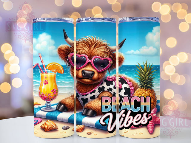 Highland Cow Rustic Beach Tumbler Wrap, Beach Vibes Wrap, 20oz Sublimation Design, Cow Beach Cup, Boho Cow Tumbler, Rustic Beach Wrap, Summer Cow Tumbler Sublimation SvggirlplusArt 