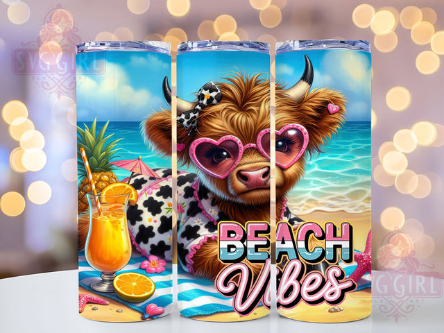 Highland Cow Rustic Beach Tumbler Wrap, Beach Vibes Wrap, 20oz Sublimation Design, Cow Beach Cup, Boho Cow Tumbler, Rustic Beach Wrap, Summer Cow Tumbler Sublimation SvggirlplusArt 