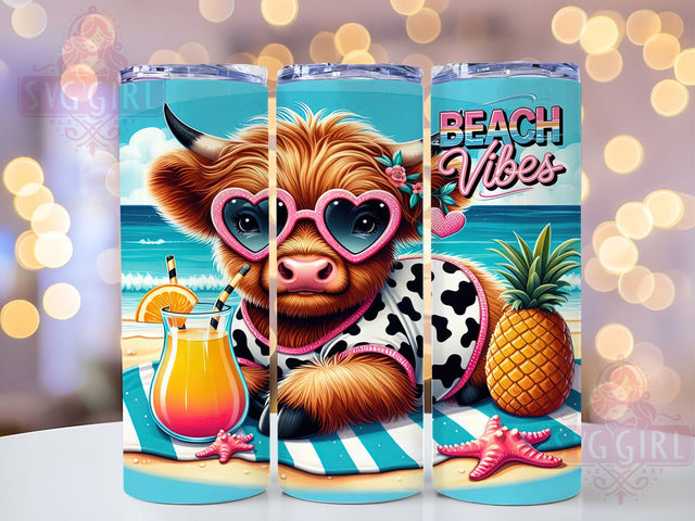 Highland Cow Rustic Beach Tumbler Wrap, Beach Vibes Wrap, 20oz Sublimation Design, Cow Beach Cup, Boho Cow Tumbler, Rustic Beach Wrap, Summer Cow Tumbler Sublimation SvggirlplusArt 