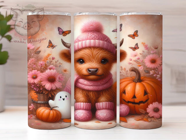 Highland Cow Rustic Fall Vibes Tumbler, Fall Vibes Wrap, Girly Sublimation, Autumn Cow Design, Rustic Farmhouse Style, 20oz Tumbler PNG, Country Western Fall Sublimation Lara' s Designs 