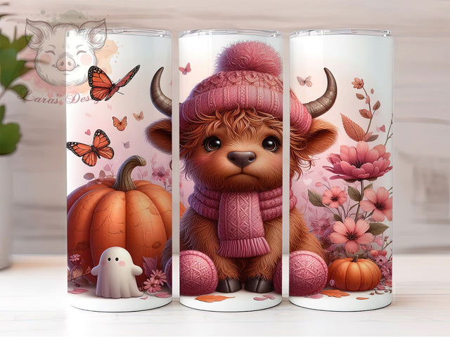 Highland Cow Rustic Fall Vibes Tumbler, Fall Vibes Wrap, Girly Sublimation, Autumn Cow Design, Rustic Farmhouse Style, 20oz Tumbler PNG, Country Western Fall Sublimation Lara' s Designs 