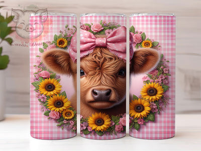 Highland Cow Rustic Farm Tumbler Wrap, Farm Animal Art, Rustic Sunflower Cup, Country Cow Pattern, Farmhouse Style Gift, Highland Cattle Art, Rural Farm Design Sublimation Lara' s Designs 