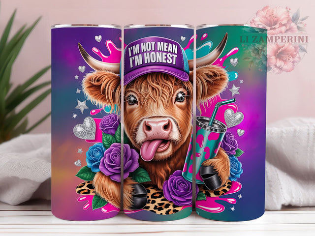 Highland Cow Sassy Rustic 20oz Tumbler, Sassy Quote, Caramel Brown Fur, Rustic Farm, Cute Animal, 20oz Tumbler Wrap, Sublimation PNG Sublimation Li Zamperini 