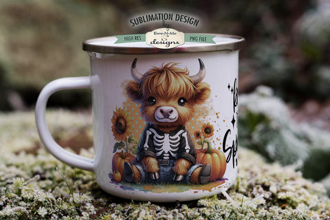 Highland Cow Skeleton | Keep It Spooky 11 & 15 oz Mug Sublimation Ewe-N-Me Designs 