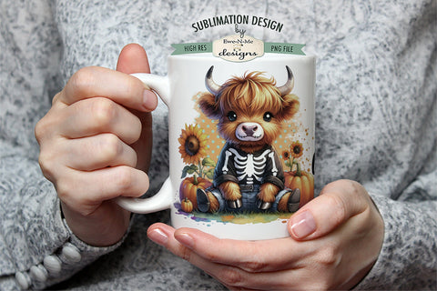 Highland Cow Skeleton | Keep It Spooky 11 & 15 oz Mug Sublimation Ewe-N-Me Designs 
