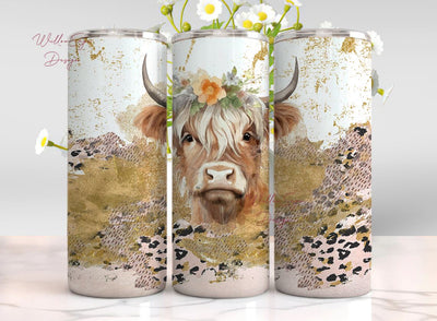 Highland Cow Skinny Tumbler Gifts For Cow Lovers , Highland Cow 20 oz Tumbler Wrap Sublimation WillowSageDesign 