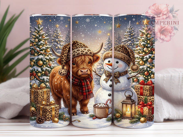 Highland Cow Snowman 20oz Tumbler, Highland Cow Snowman, Snowman Highland Cow, Highland Cow Tumbler, 20oz Tumbler, Snowman Tumbler, Christmas Cow, Tumbler Wrap Sublimation Li Zamperini 