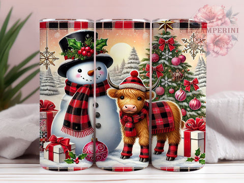 Highland Cow Snowman Tumbler Wrap, Snowman Tumbler, Highland Cow Design, 20oz Wrap, Sublimation Design, Cute Drinkware, Winter Decor, Holiday Cup Sublimation Li Zamperini 