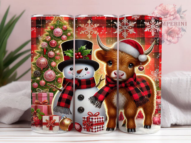 Highland Cow Snowman Tumbler Wrap, Snowman Tumbler, Highland Cow Design, 20oz Wrap, Sublimation Design, Cute Drinkware, Winter Decor, Holiday Cup Sublimation Li Zamperini 