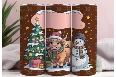 Highland Cow Snowman Winter Wrap Sublimation PixelChick 