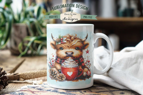 Highland Cow So Freaking Merry 11 & 15 oz Mug Sublimation Design Sublimation Ewe-N-Me Designs 
