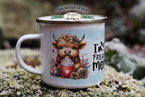 Highland Cow So Freaking Merry 11 & 15 oz Mug Sublimation Design Sublimation Ewe-N-Me Designs 
