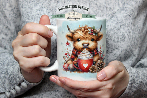 Highland Cow So Freaking Merry 11 & 15 oz Mug Sublimation Design Sublimation Ewe-N-Me Designs 