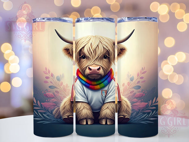 Highland Cow Soccer Cute Sports 20oz Tumbler Wrap, Cow Sublimation, Soccer Gift, Cute Cow Design, Sports Tumbler Sublimation SvggirlplusArt 