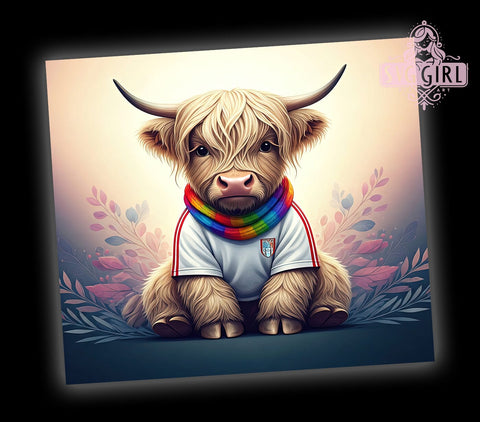 Highland Cow Soccer Cute Sports 20oz Tumbler Wrap, Cow Sublimation, Soccer Gift, Cute Cow Design, Sports Tumbler Sublimation SvggirlplusArt 