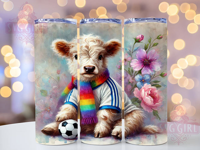 Highland Cow Soccer Cute Sports 20oz Tumbler Wrap, Cow Sublimation, Soccer Gift, Cute Cow Design, Sports Tumbler Sublimation SvggirlplusArt 