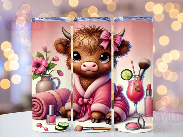 Highland Cow Spa 20oz Tumbler Wrap, Cute Animal Tumbler, Sublimation Tumbler, 20oz Tumbler Wrap, Farm Animal Tumbler, Personalized Tumbler Sublimation SvggirlplusArt 