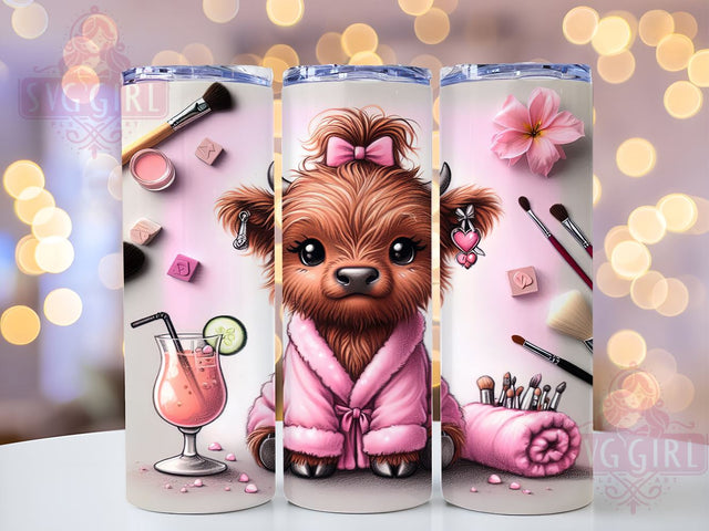 Highland Cow Spa 20oz Tumbler Wrap, Cute Animal Tumbler, Sublimation Tumbler, 20oz Tumbler Wrap, Farm Animal Tumbler, Personalized Tumbler Sublimation SvggirlplusArt 