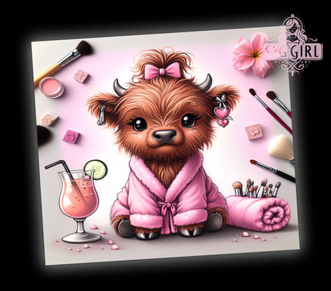 Highland Cow Spa 20oz Tumbler Wrap, Cute Animal Tumbler, Sublimation Tumbler, 20oz Tumbler Wrap, Farm Animal Tumbler, Personalized Tumbler Sublimation SvggirlplusArt 