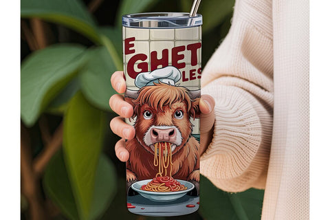 Highland Cow Spaghetti Tumbler Wrap Sublimation DesignSVG 