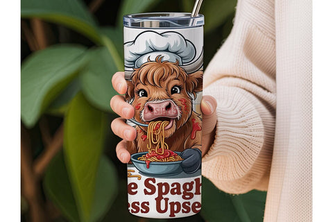 Highland Cow Spaghetti Tumbler Wrap Sublimation DesignSVG 