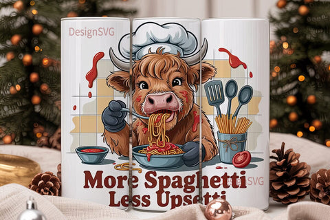 Highland Cow Spaghetti Tumbler Wrap Sublimation DesignSVG 