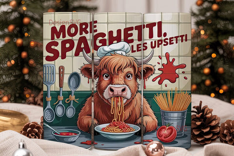 Highland Cow Spaghetti Tumbler Wrap Sublimation DesignSVG 