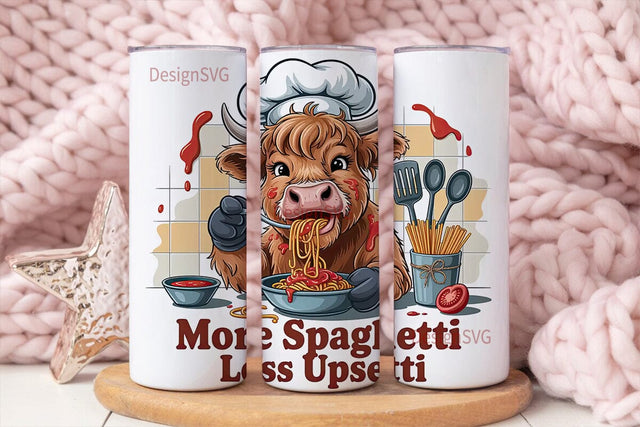 Highland Cow Spaghetti Tumbler Wrap Sublimation DesignSVG 