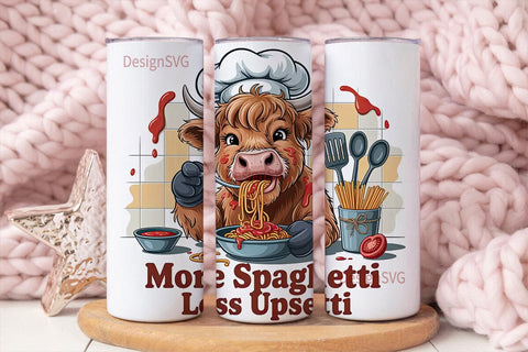 Highland Cow Spaghetti Tumbler Wrap Sublimation DesignSVG 