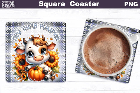 Highland Cow Square Coaster Bundle Sublimation WatercolorColorDream 