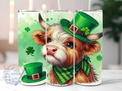 Highland Cow St. Patrick Sublimation Tumbler PNG 20 Oz Straight Skinny Tumbler Happy Saint Patrick's Day Sublimation Design Digital Download Sublimation ToriDesigns 