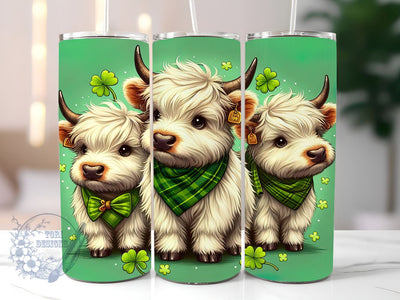 Highland Cow St. Patrick Sublimation Tumbler PNG 20 Oz Straight Skinny Tumbler Happy Saint Patrick's Day Sublimation Design Digital Download Sublimation ToriDesigns 