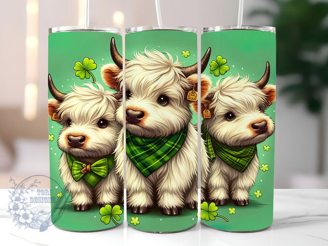 Highland Cow St. Patrick Sublimation Tumbler PNG 20 Oz Straight Skinny Tumbler Happy Saint Patrick's Day Sublimation Design Digital Download Sublimation ToriDesigns 