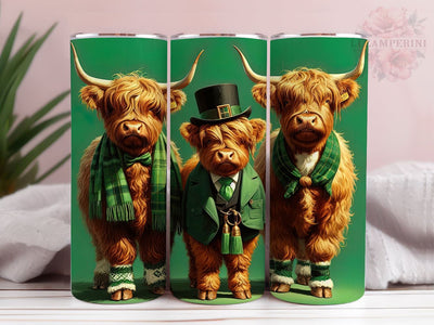Highland Cow St. Patrick Sublimation Tumbler PNG, St. Patrick's Day 20oz Tumbler Wrap PNG, Straight & Tapered Tumbler Wrap, Instant Digital Download Sublimation Li Zamperini 