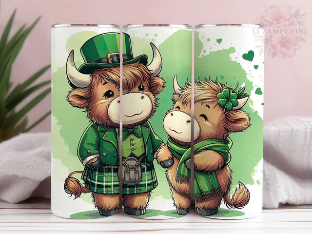 Highland Cow St. Patrick Sublimation Tumbler PNG, St. Patrick's Day 20oz Tumbler Wrap PNG, Straight & Tapered Tumbler Wrap, Instant Digital Download Sublimation Li Zamperini 