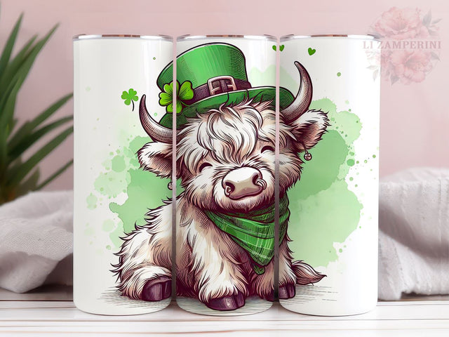 Highland Cow St. Patrick Sublimation Tumbler PNG, St. Patrick's Day 20oz Tumbler Wrap PNG, Straight & Tapered Tumbler Wrap, Instant Digital Download Sublimation Li Zamperini 