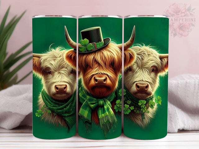 Highland Cow St. Patrick Sublimation Tumbler PNG, St. Patrick's Day 20oz Tumbler Wrap PNG, Straight & Tapered Tumbler Wrap, Instant Digital Download Sublimation Li Zamperini 