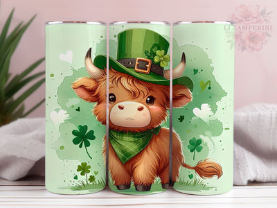 Highland Cow St. Patrick Sublimation Tumbler PNG, St. Patrick's Day 20oz Tumbler Wrap PNG, Straight & Tapered Tumbler Wrap, Instant Digital Download Sublimation Li Zamperini 