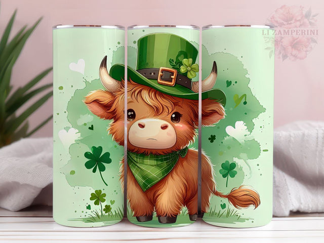 Highland Cow St. Patrick Sublimation Tumbler PNG, St. Patrick's Day 20oz Tumbler Wrap PNG, Straight & Tapered Tumbler Wrap, Instant Digital Download Sublimation Li Zamperini 