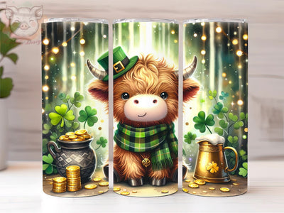 Highland Cow St. Patricks 20oz Tumbler Png, Sublimation Design, St Patricks Day Tumbler Png, Digital Download PNG Sublimation Lara' s Designs 