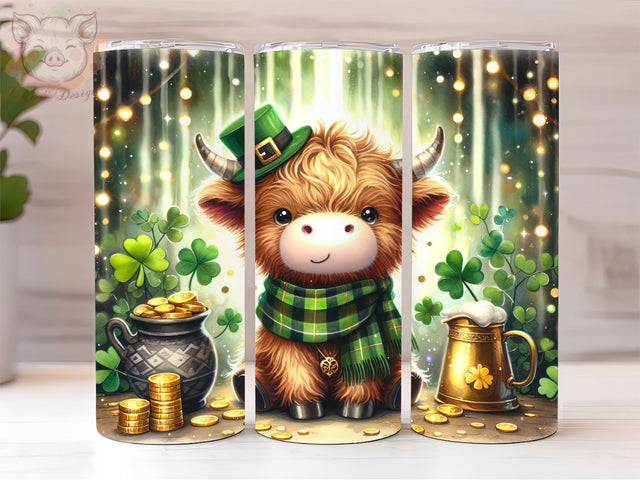 Highland Cow St. Patricks 20oz Tumbler Png, Sublimation Design, St Patricks Day Tumbler Png, Digital Download PNG Sublimation Lara' s Designs 