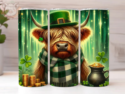 Highland Cow St. Patricks 20oz Tumbler Png, Sublimation Design, St Patricks Day Tumbler Png, Digital Download PNG Sublimation Lara' s Designs 